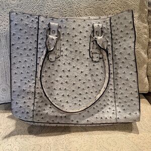 Merona Ostrich Textured Gray Tote Bag